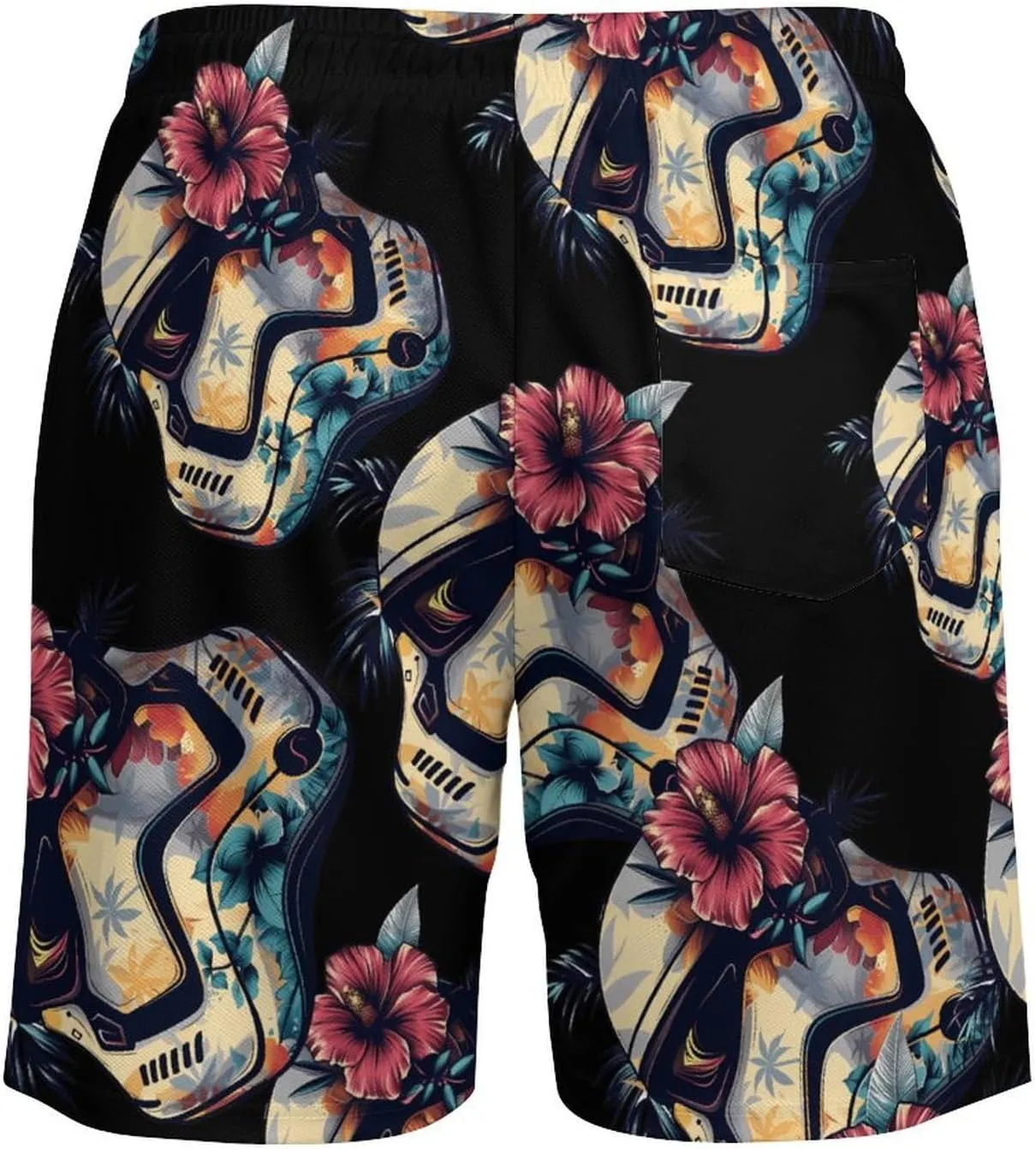 Tropical Stormtrooper Floral Print Men's Swim Trunks Quick Dry Board Shorts Swim Shorts Swimwear with Compression Liner