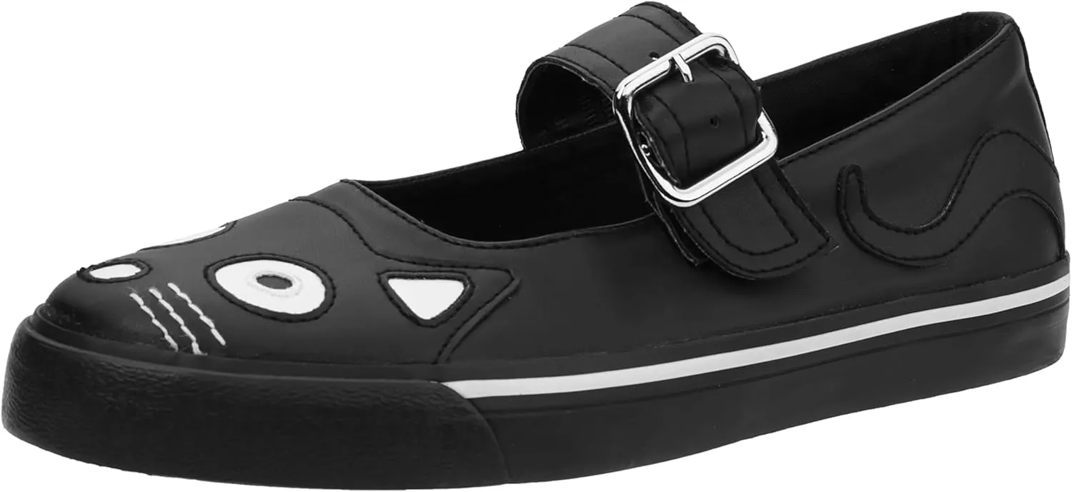T.U.K. Shoes Kitty Face Black Mary Janes for Women