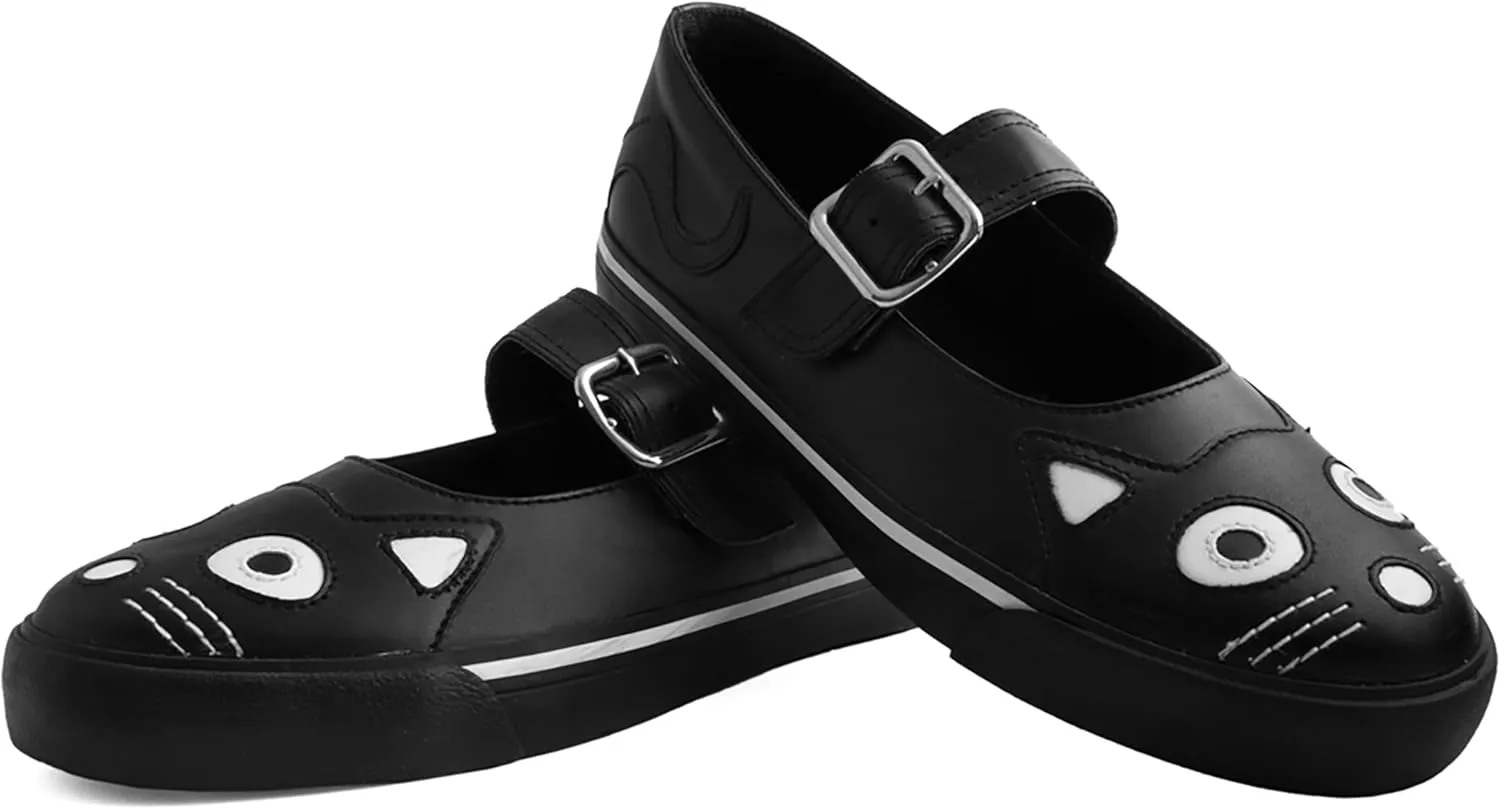 T.U.K. Shoes Kitty Face Black Mary Janes for Women