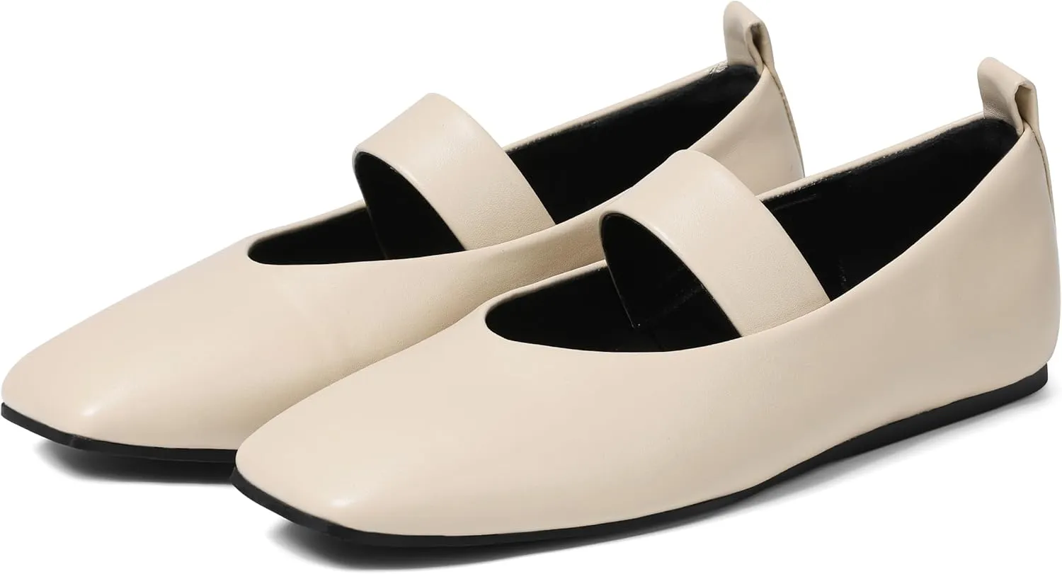 Uacllcau Ballet Flats Shoes for Women Square Toe Mary Jane Shoes Flat Women Comfortable Dressy Casual Slip On Ballerina Mesh Flats with Elastic Strap