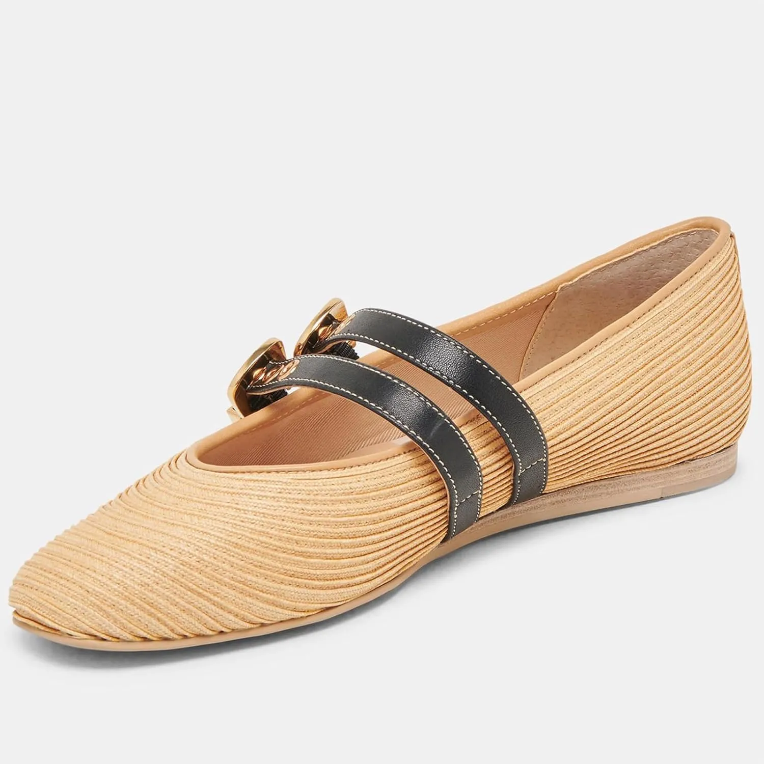 UBWDU Suede Mary Jane Flats for Women Perforated Round Toe Ballet Flats Comfortable Ballerina Shoes with Double Buckle Strap