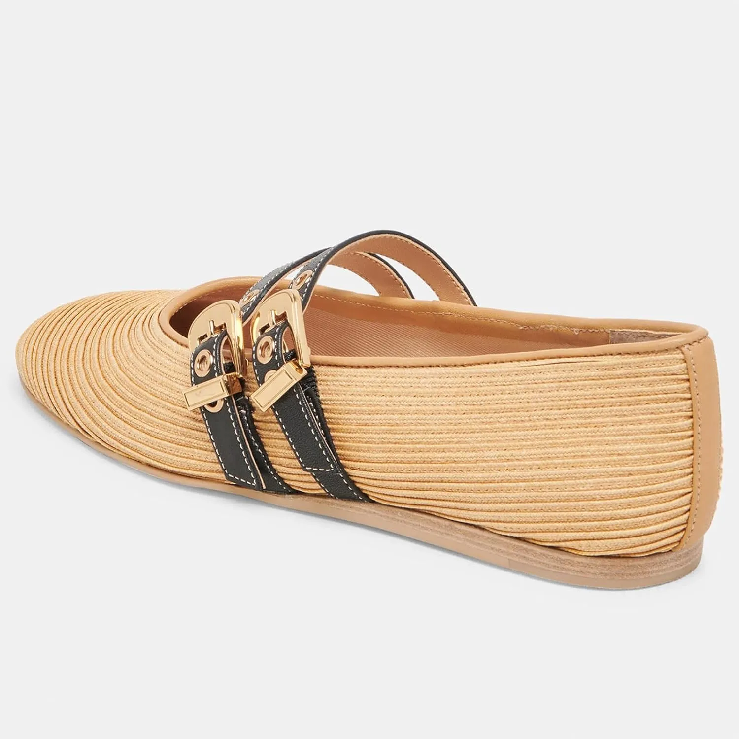 UBWDU Suede Mary Jane Flats for Women Perforated Round Toe Ballet Flats Comfortable Ballerina Shoes with Double Buckle Strap