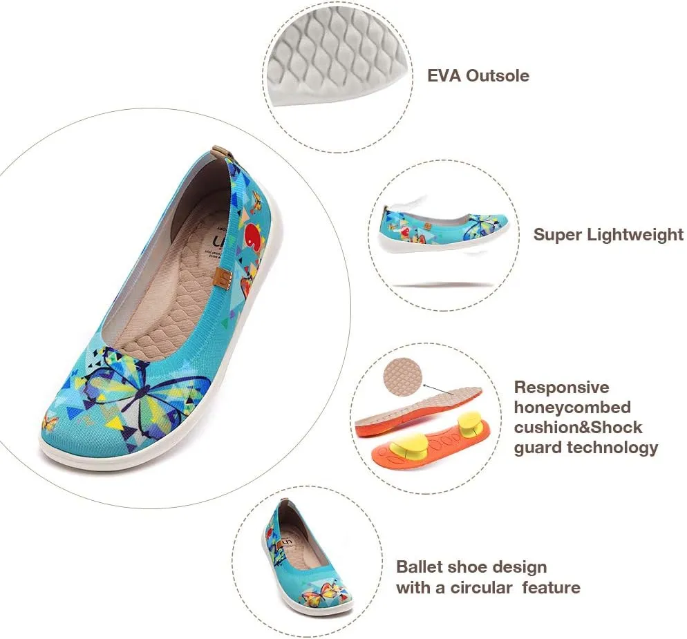 UIN Ballet Flats Shoes for Women Art Printed Wide Toe Casual Breathable Lightweight Slip On Women Loafers
