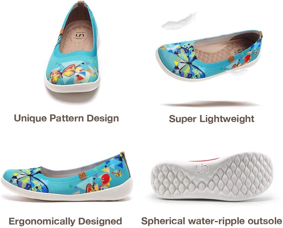 UIN Ballet Flats Shoes for Women Art Printed Wide Toe Casual Breathable Lightweight Slip On Women Loafers