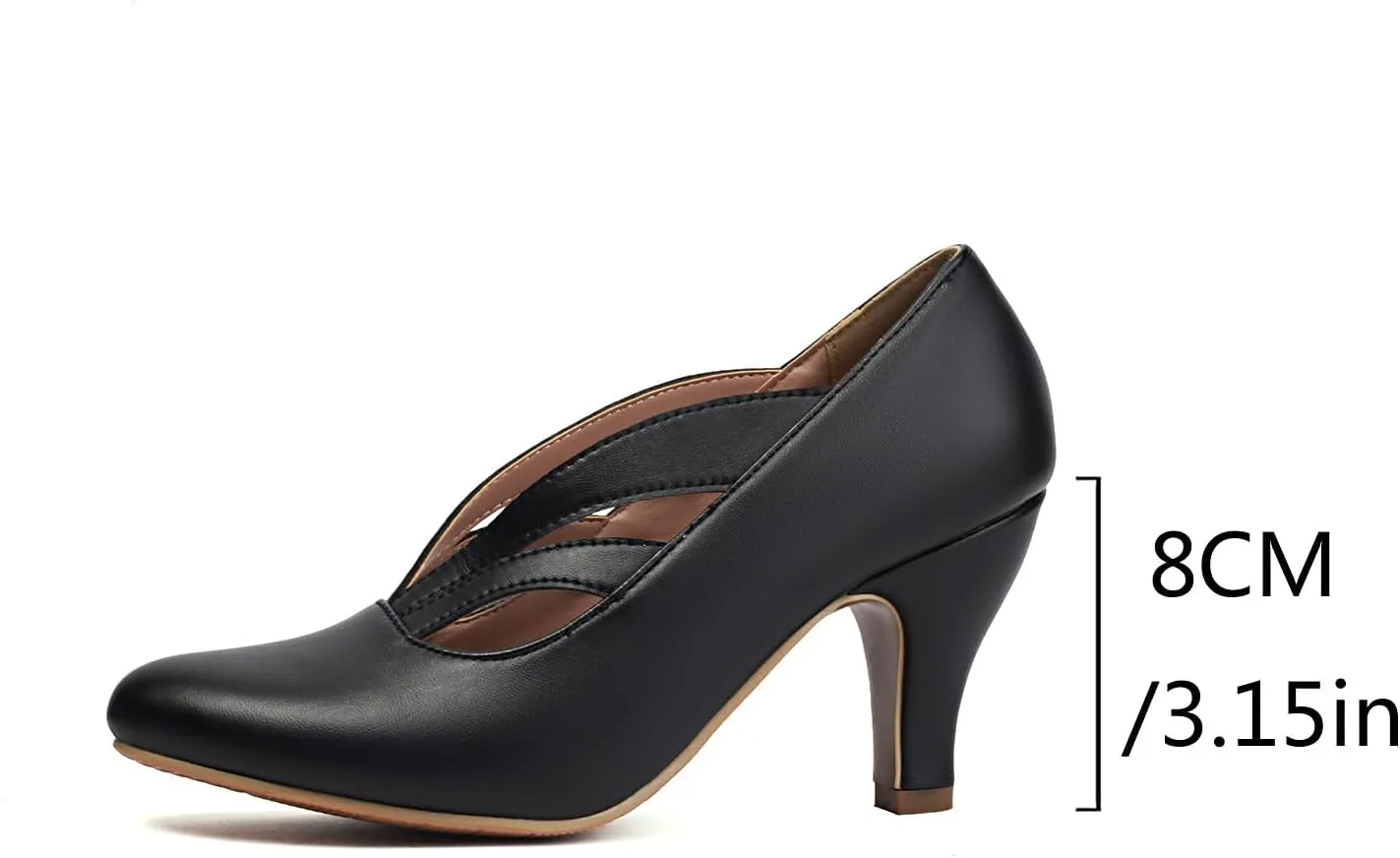 UniqueStride Women's Mary Jane Vintage Block Heels Closed Round Toe Slip On Victorian Pumps