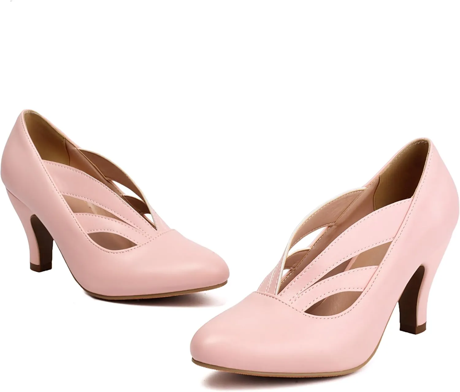 UniqueStride Women's Mary Jane Vintage Block Heels Closed Round Toe Slip On Victorian Pumps