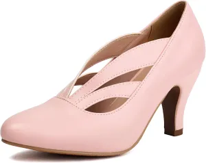 UniqueStride Women's Mary Jane Vintage Block Heels Closed Round Toe Slip On Victorian Pumps