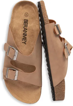 Unisex Sandals for Women & Men - Summer Beach Cork Footbed Slide Sandals with Adjustable Buckle, Slip-On Arch Support Shoes for Vacation/Resort/Indoor Outdoor Slippers