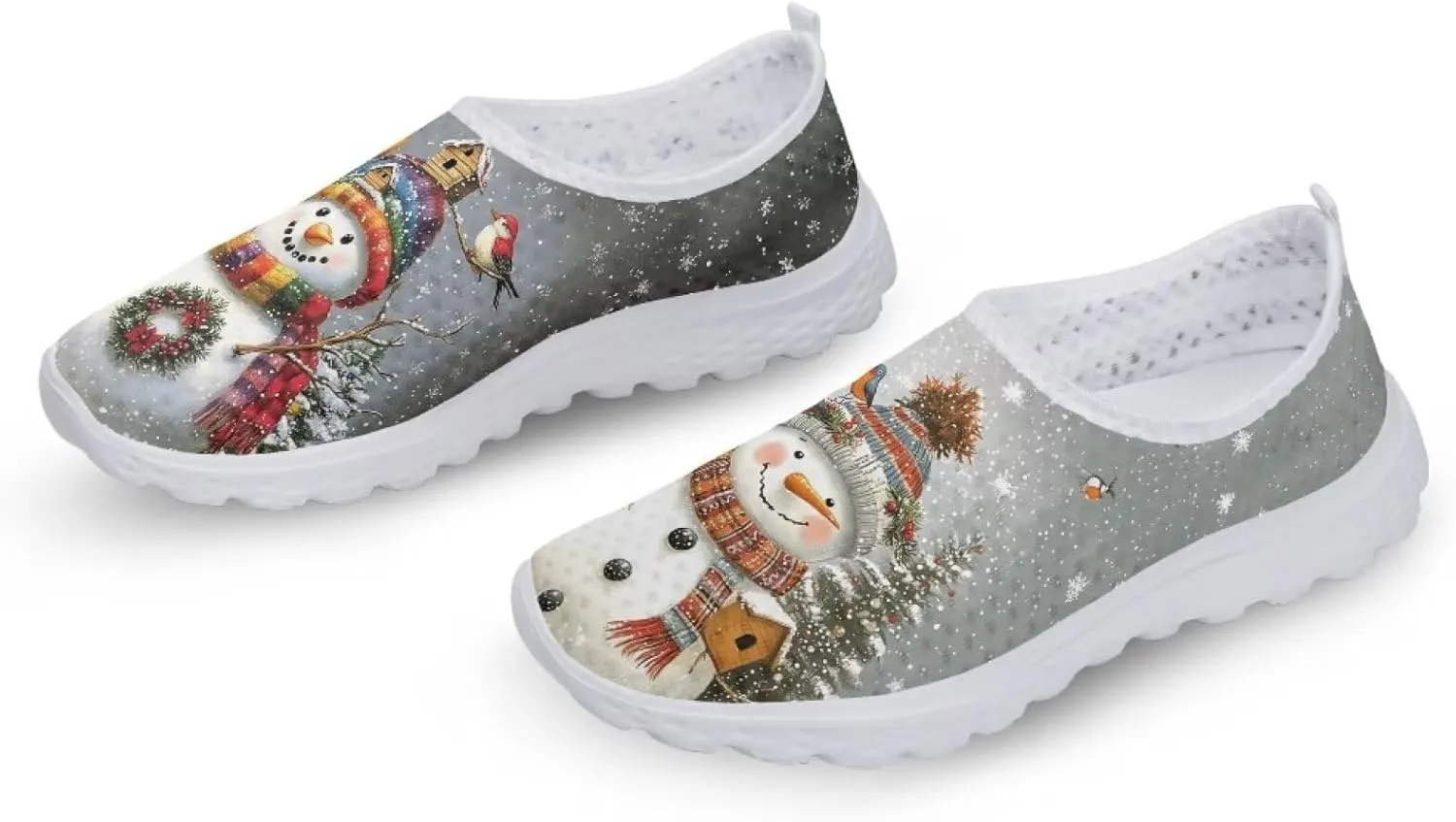 Uourmeti Christmas Shoes Sneakers for Women Casual Slip On Walking Xmas Shoes Size 5.5-11.5