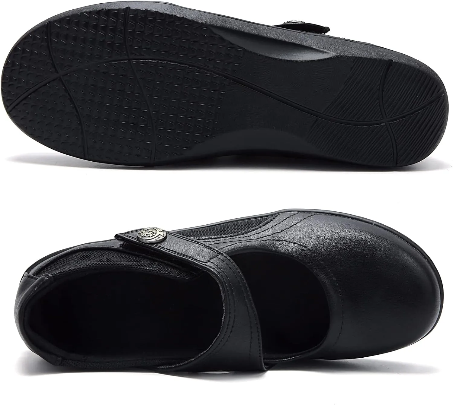 UZB Mary Jane Shoes Women Orthopedic Flats Comfortable Non Slip Work Shoes with Memory Foam