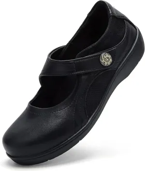 UZB Mary Jane Shoes Women Orthopedic Flats Comfortable Non Slip Work Shoes with Memory Foam