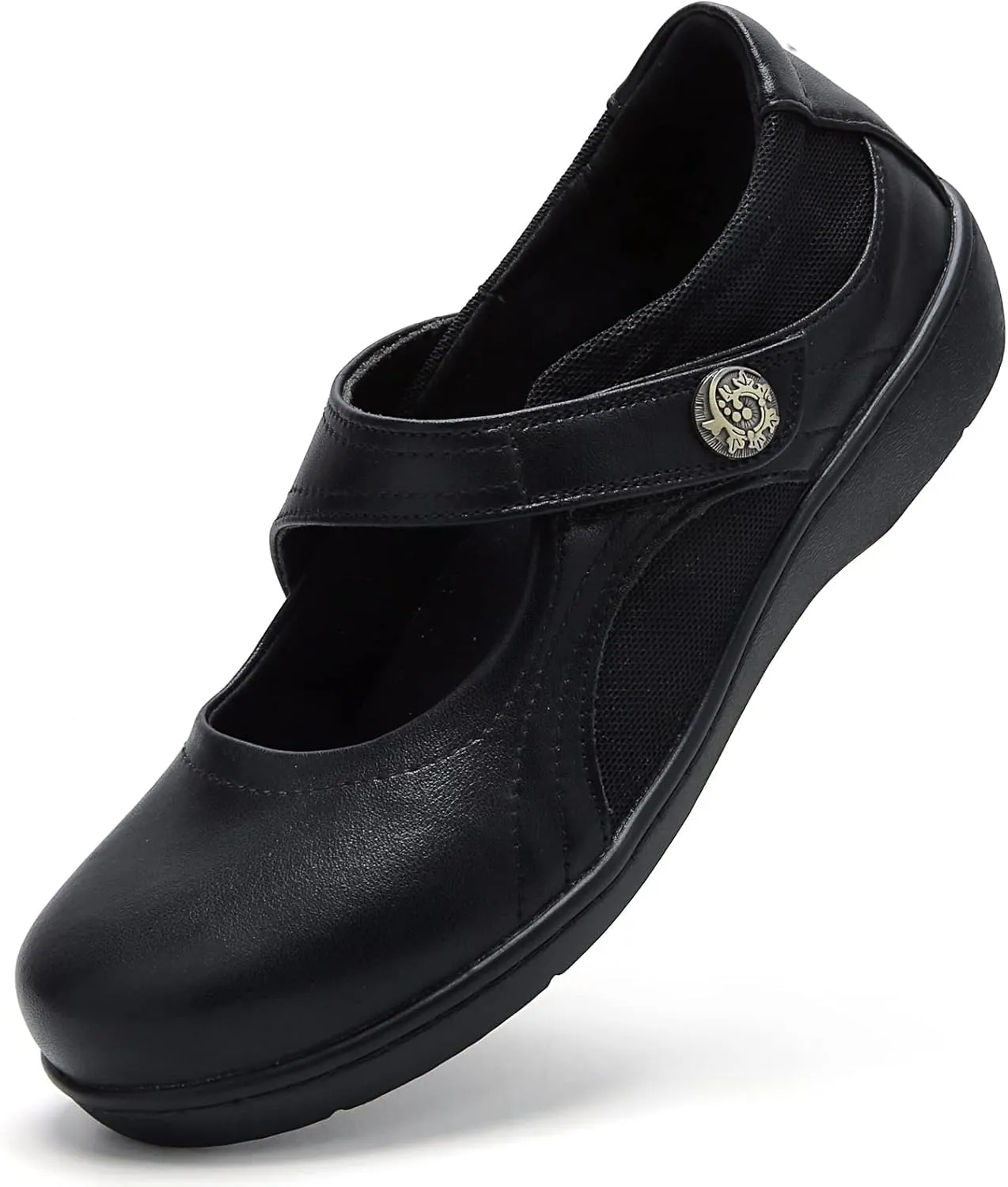 UZB Mary Jane Shoes Women Orthopedic Flats Comfortable Non Slip Work Shoes with Memory Foam