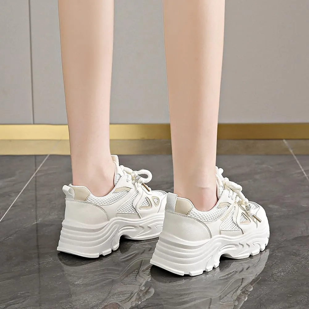 VAXAV Women's Fashion Breathable Mesh Platform Sneakers Casual Jogging Walking Shoes 5.5-8.5