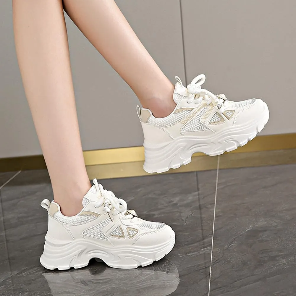 VAXAV Women's Fashion Breathable Mesh Platform Sneakers Casual Jogging Walking Shoes 5.5-8.5