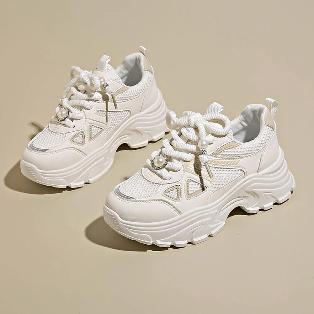 VAXAV Women's Fashion Breathable Mesh Platform Sneakers Casual Jogging Walking Shoes 5.5-8.5
