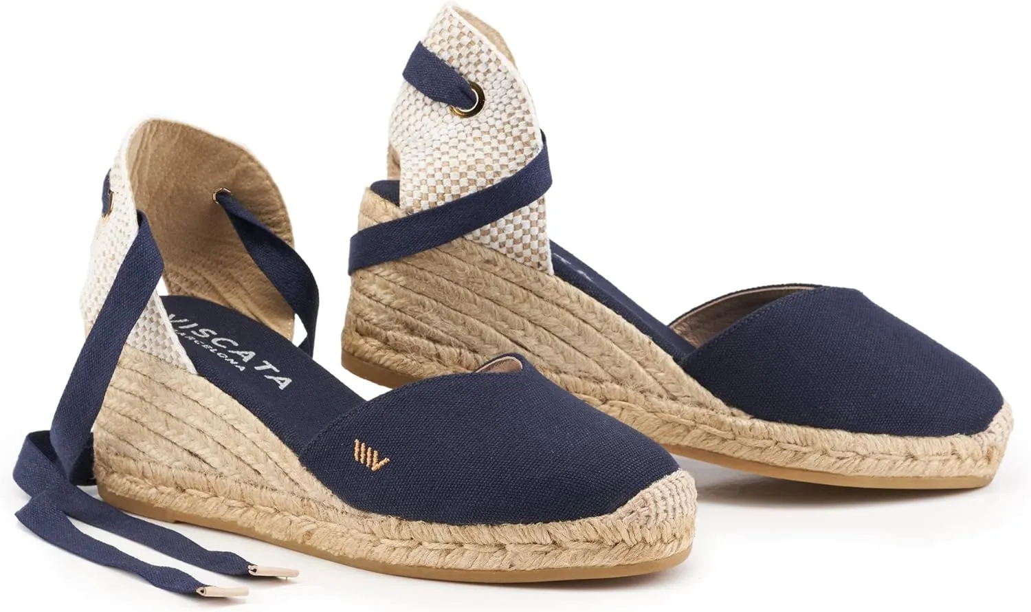 VISCATA Gava Canvas Wedge Handmade 2 ½” Heel Women's Sandals with Breathable Cotton Canvas V-cut Vamp and 100% Natural Jute Midsole for all Casual Occasions