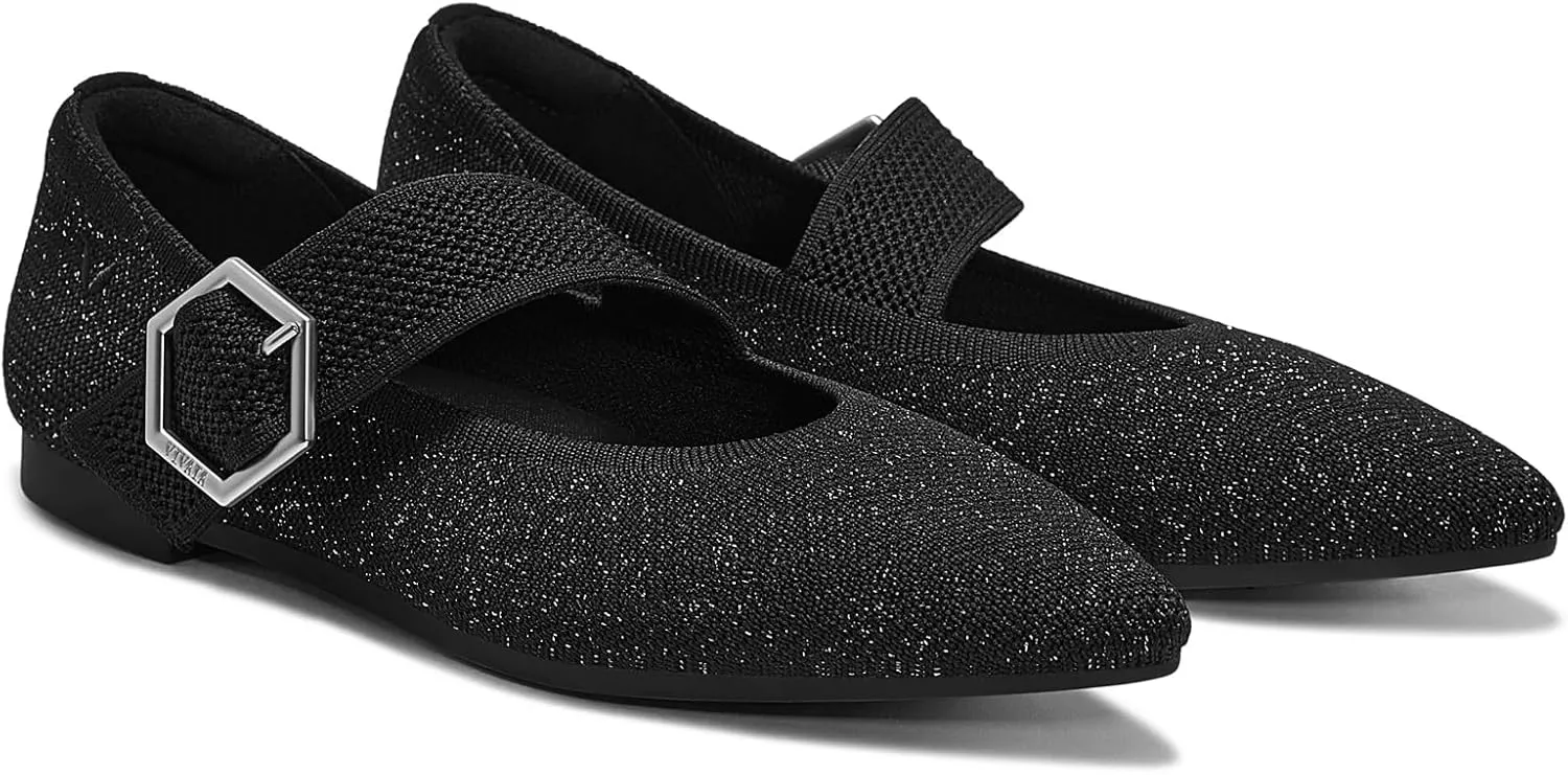 VIVAIA Maria Pointed-Toe Mary-Jane Flats Shoes for Women Washable Ballet Flats Comfortable Casual Shoes with AdaptAll Strap Dressy