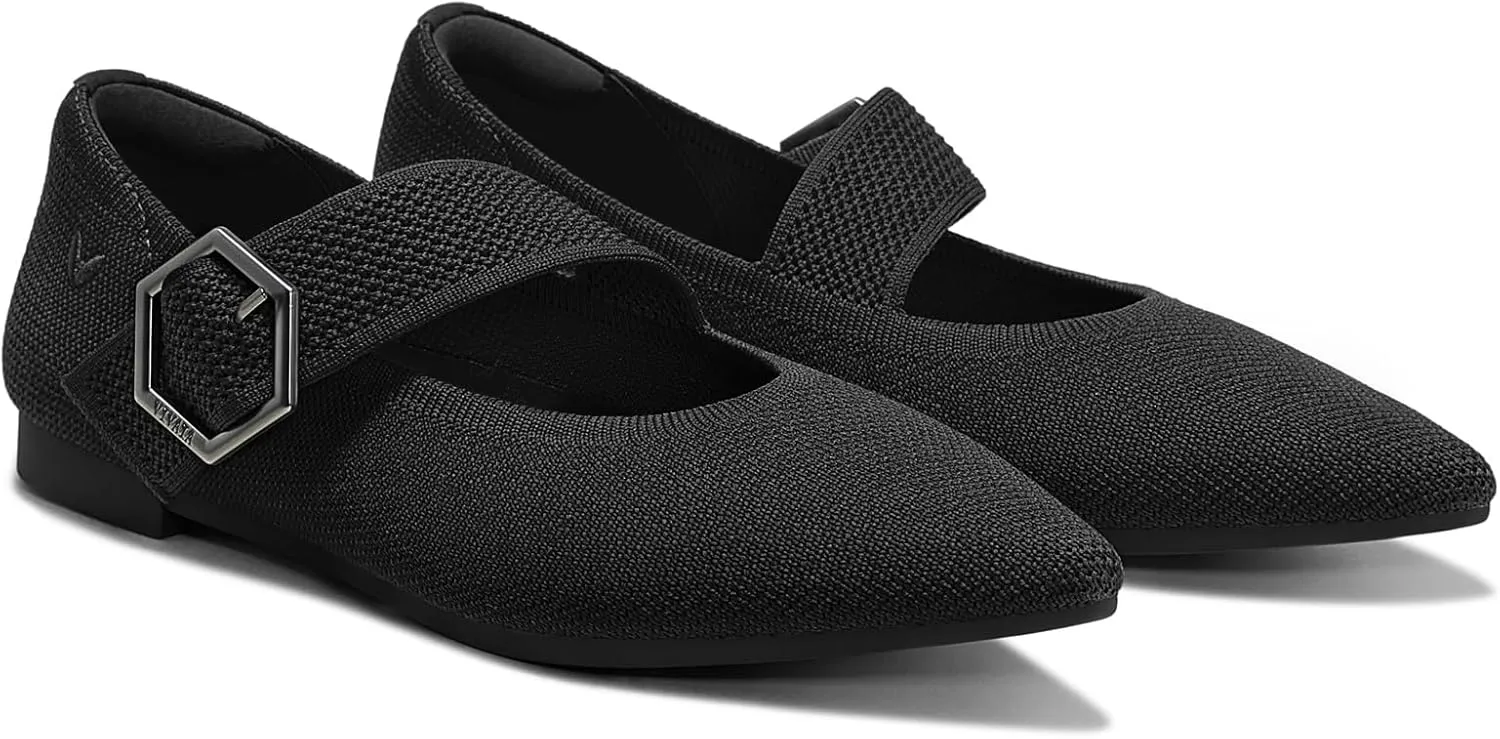 VIVAIA Maria Pointed-Toe Mary-Jane Flats Shoes for Women Washable Ballet Flats Comfortable Casual Shoes with AdaptAll Strap Dressy