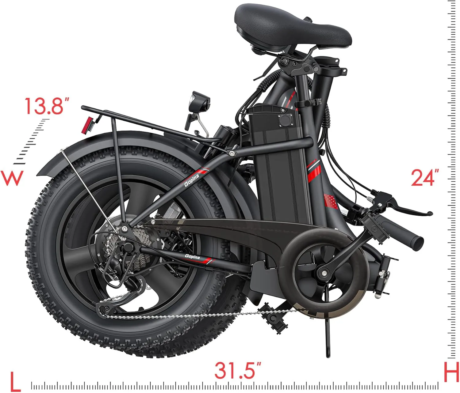 Vivi Gopina Electric Bike, 16" x 3.0 Fat Tire Electric Bike, Peak 500W Step Thru Electric Bicycle, 48V Removable Battery, Up to 40 Miles, LCD Display, 20mph, 7 Speed, UL 2849 Certified