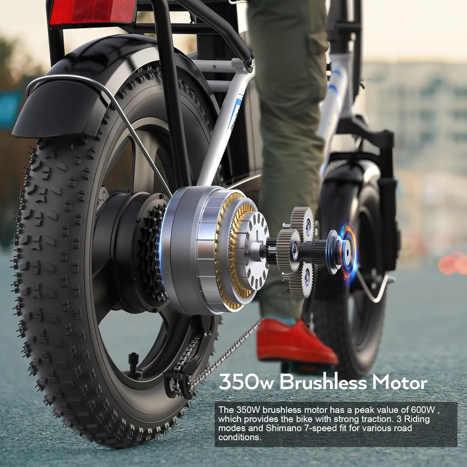 Vivi Gopina Electric Bike, 16" x 3.0 Fat Tire Electric Bike, Peak 500W Step Thru Electric Bicycle, 48V Removable Battery, Up to 40 Miles, LCD Display, 20mph, 7 Speed, UL 2849 Certified