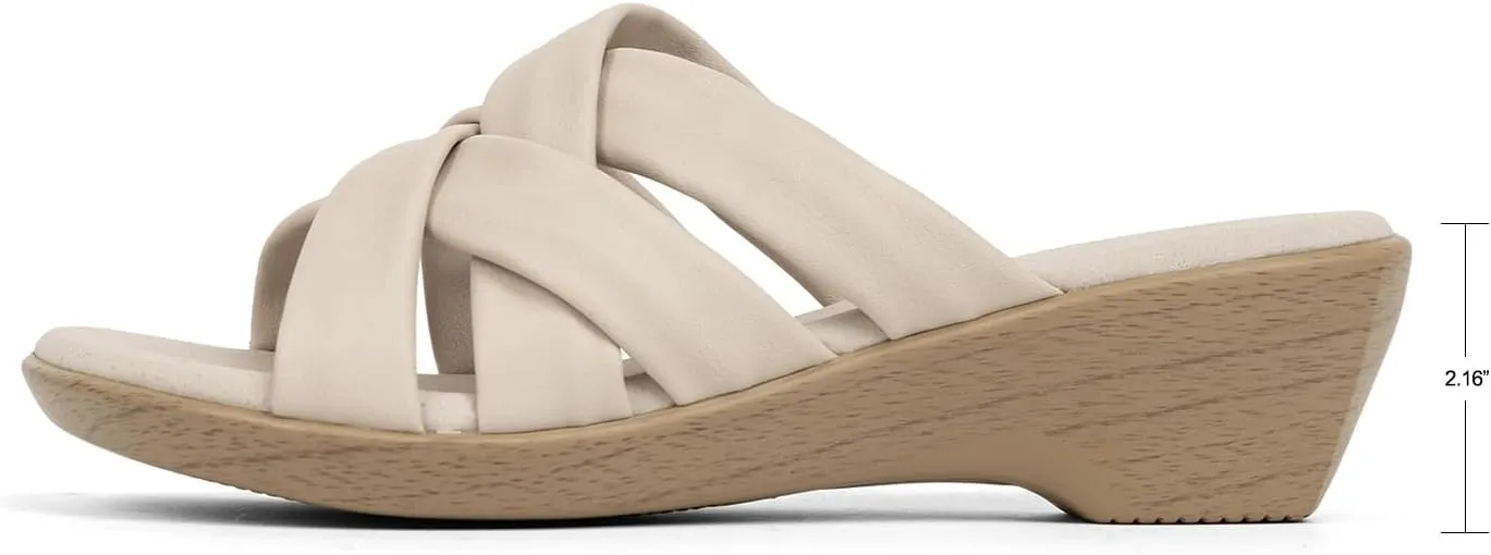 VJH confort Women’s Slides Sandals Orthopedic Slippers,Comfortable Wedge Platform Slip Flops Flip Casual Walking Sandals