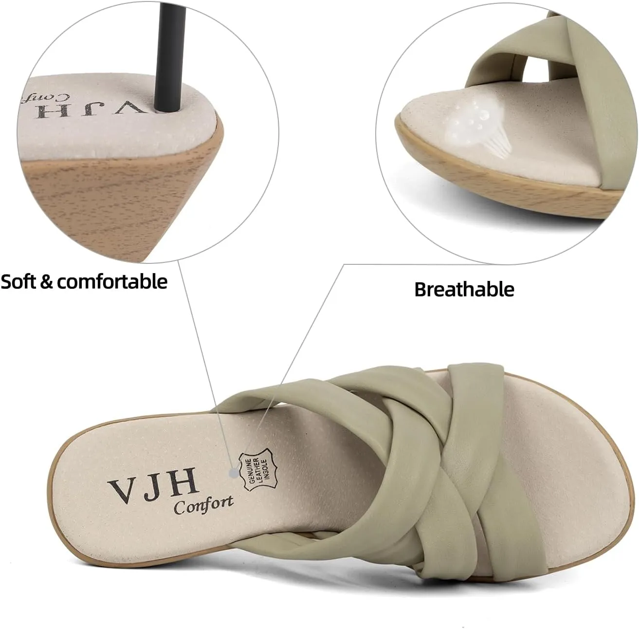 VJH confort Women’s Slides Sandals Orthopedic Slippers,Comfortable Wedge Platform Slip Flops Flip Casual Walking Sandals