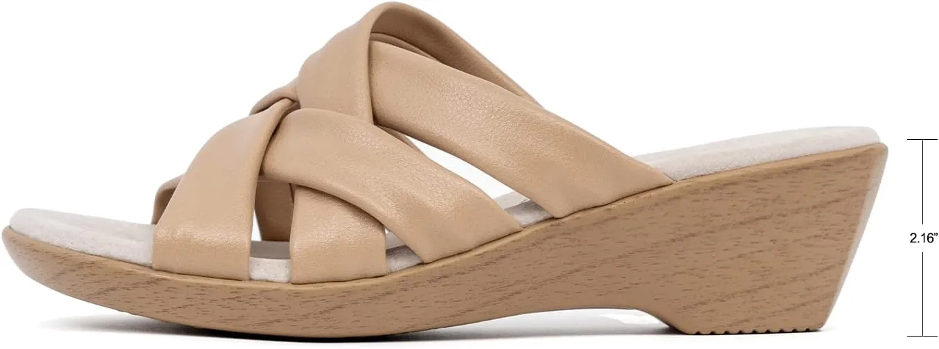 VJH confort Women’s Slides Sandals Orthopedic Slippers,Comfortable Wedge Platform Slip Flops Flip Casual Walking Sandals