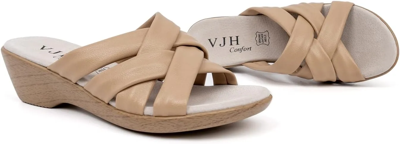 VJH confort Women’s Slides Sandals Orthopedic Slippers,Comfortable Wedge Platform Slip Flops Flip Casual Walking Sandals