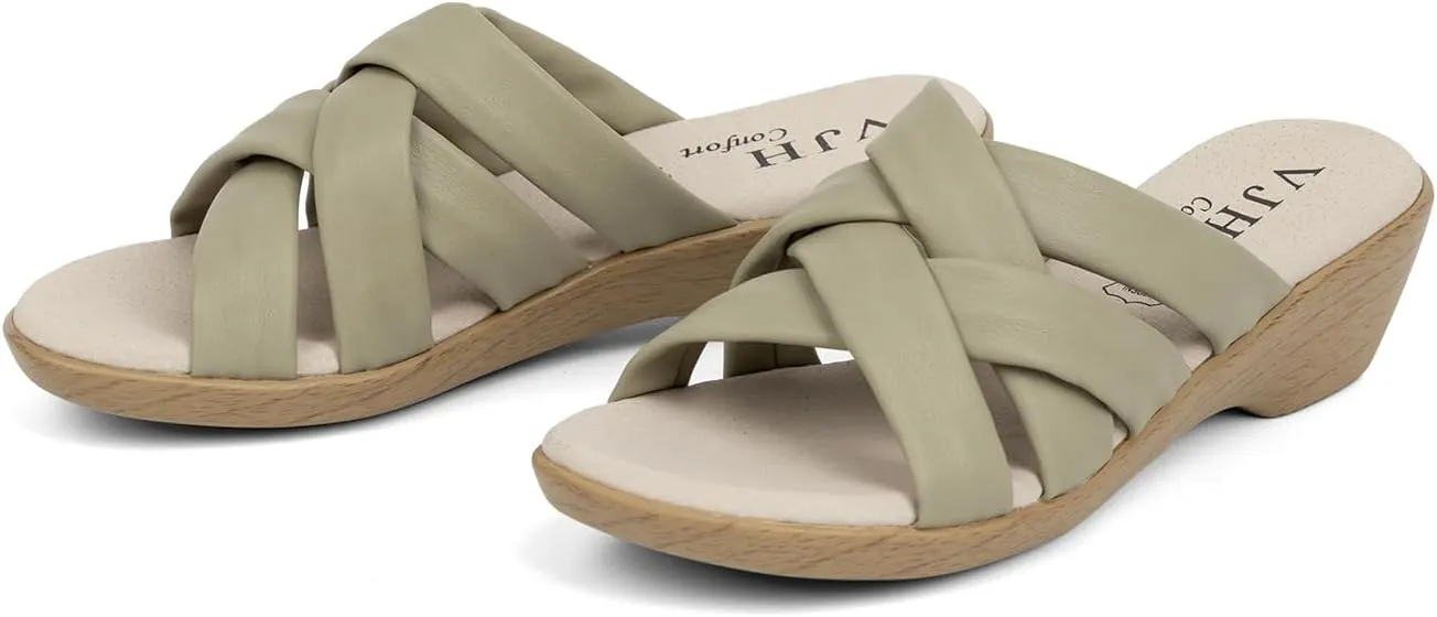 VJH confort Women’s Slides Sandals Orthopedic Slippers,Comfortable Wedge Platform Slip Flops Flip Casual Walking Sandals