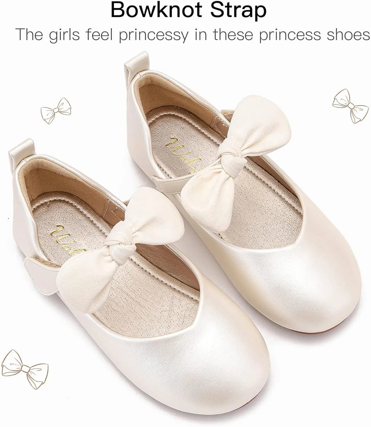 Walofou Flower Girls Wedding Party Princess Shoes Flats for Kid Toddler