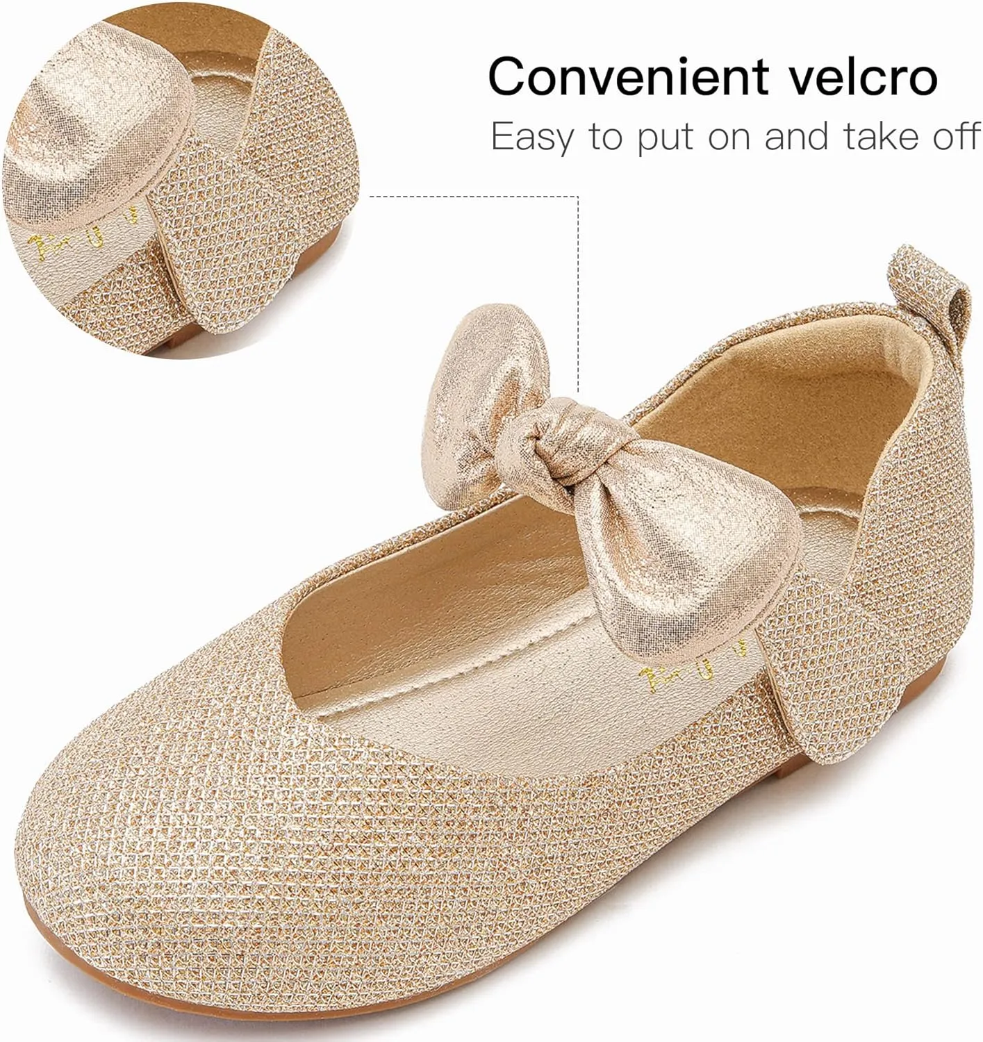 Walofou Flower Girls Wedding Party Princess Shoes Flats for Kid Toddler