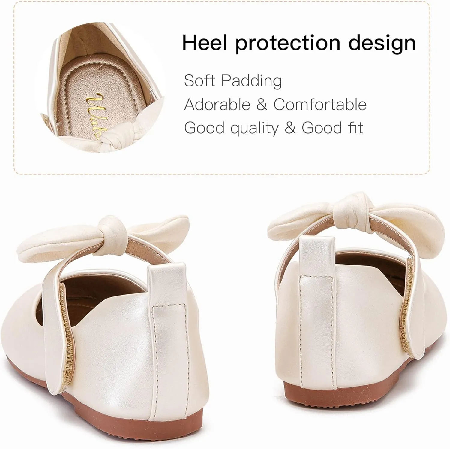 Walofou Flower Girls Wedding Party Princess Shoes Flats for Kid Toddler
