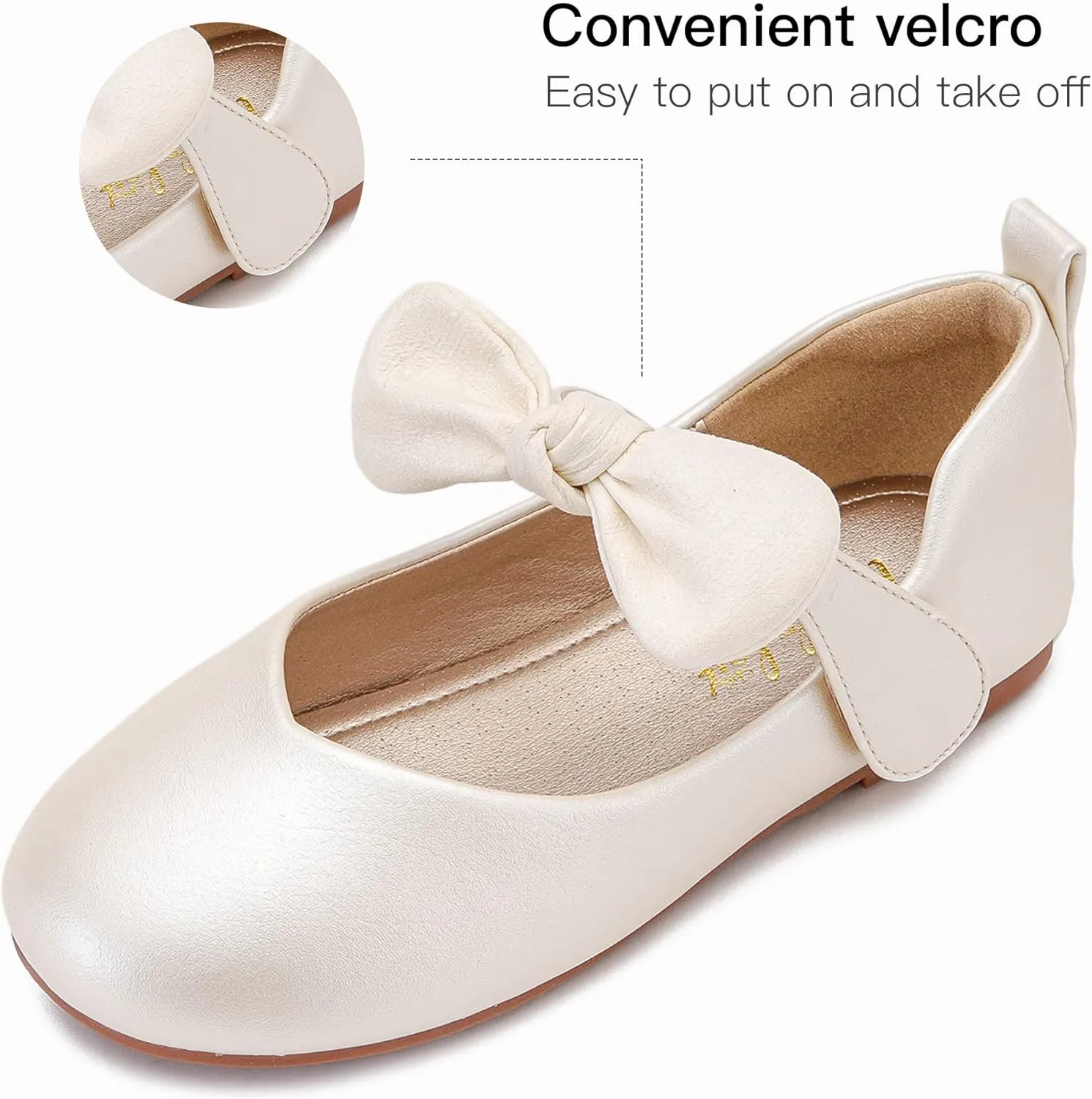 Walofou Flower Girls Wedding Party Princess Shoes Flats for Kid Toddler