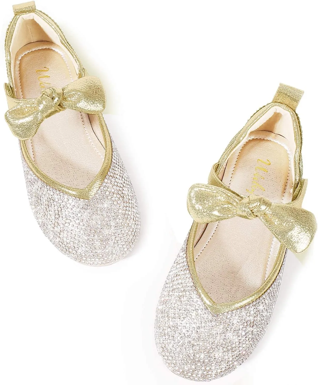 Walofou Flower Girls Wedding Party Princess Shoes Flats for Kid Toddler