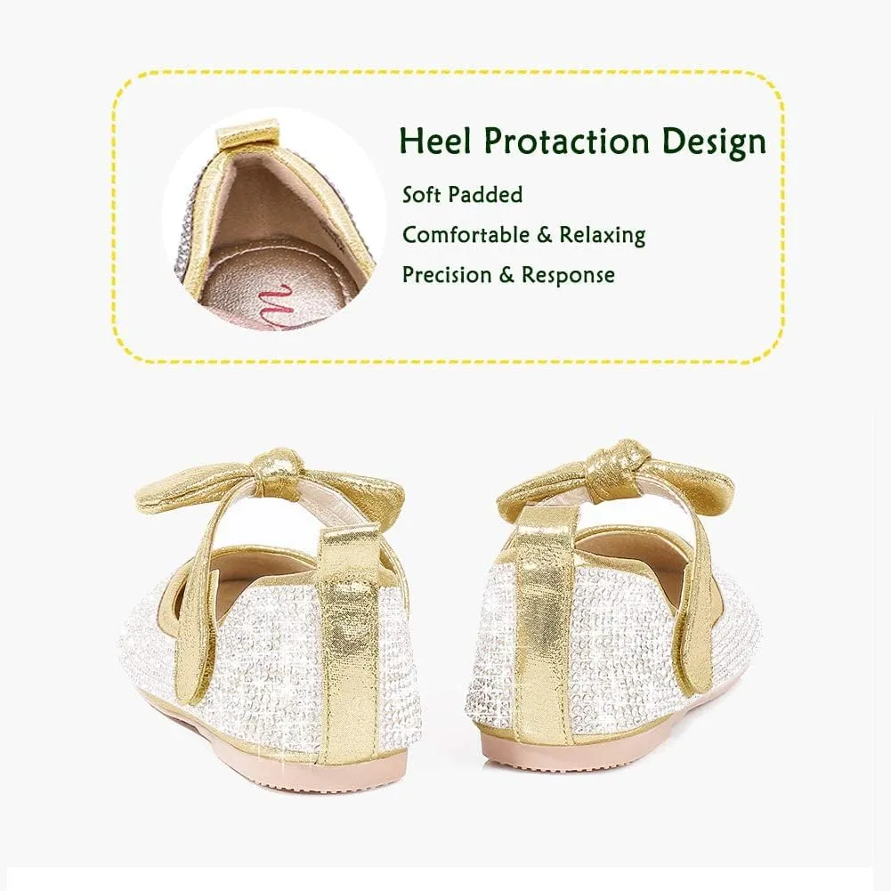 Walofou Flower Girls Wedding Party Princess Shoes Flats for Kid Toddler
