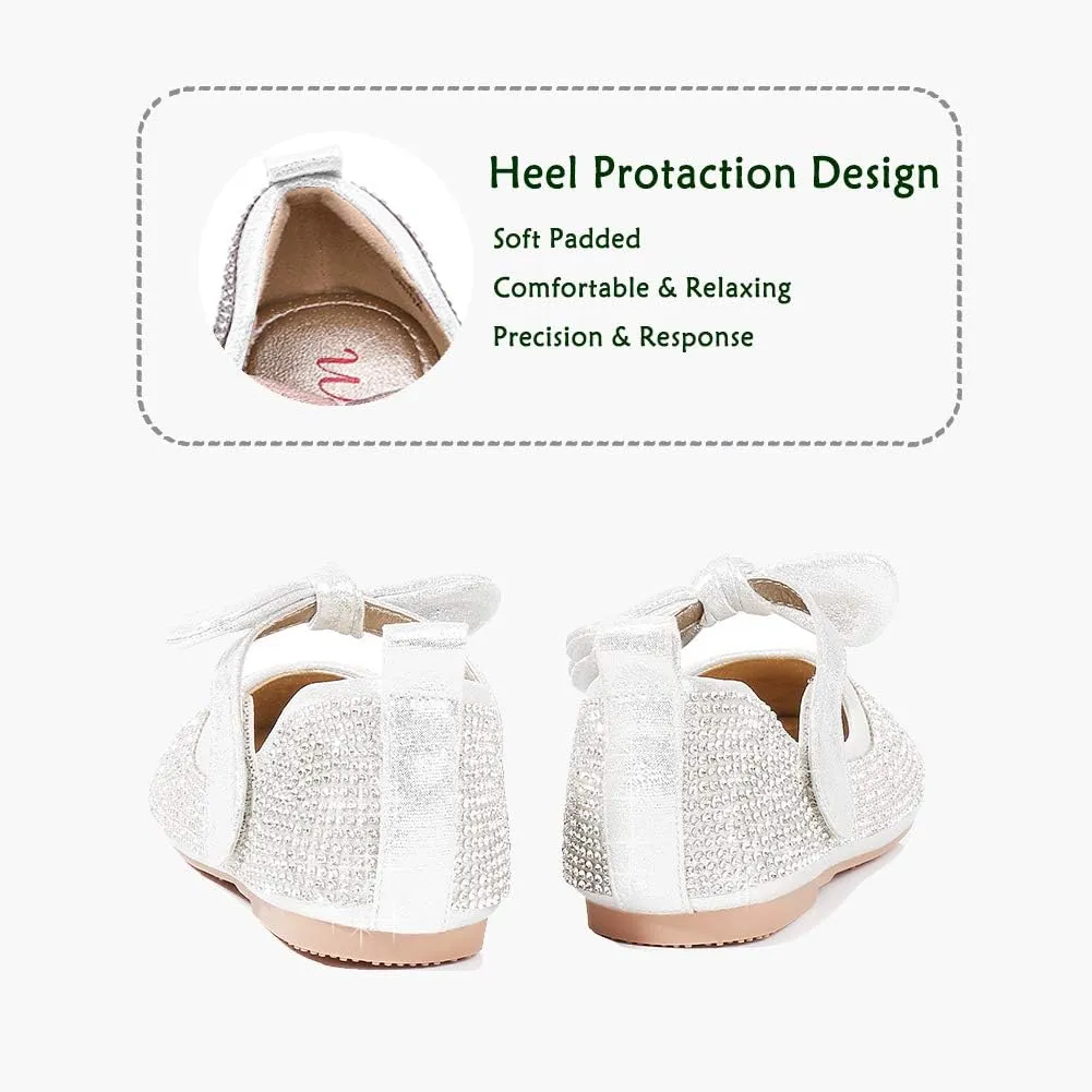 Walofou Flower Girls Wedding Party Princess Shoes Flats for Kid Toddler