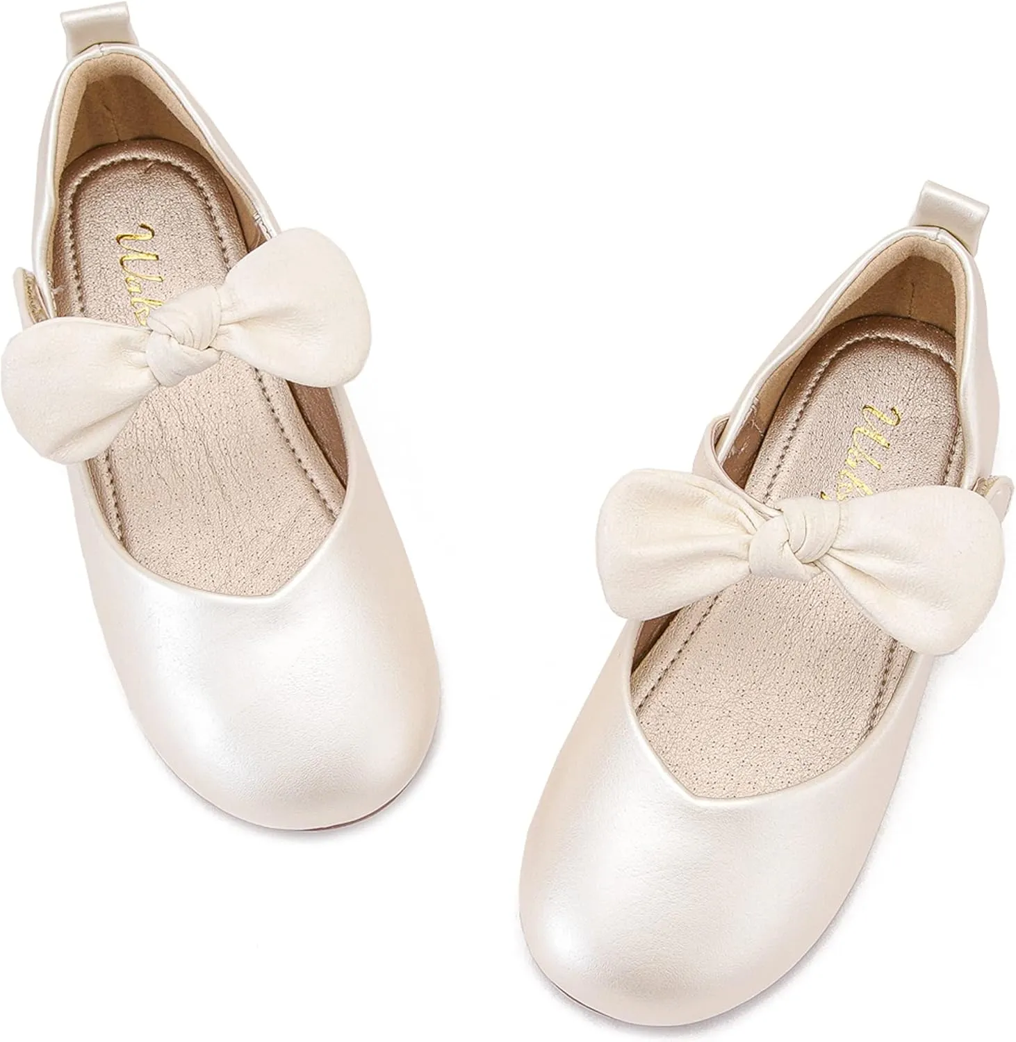 Walofou Flower Girls Wedding Party Princess Shoes Flats for Kid Toddler