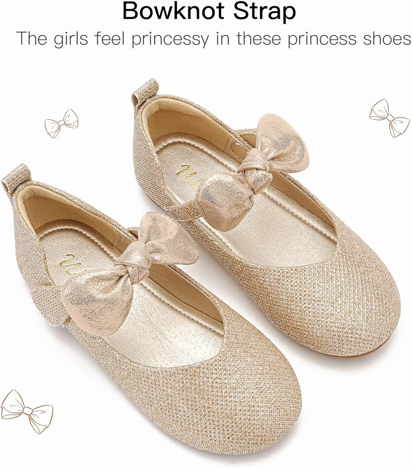 Walofou Flower Girls Wedding Party Princess Shoes Flats for Kid Toddler