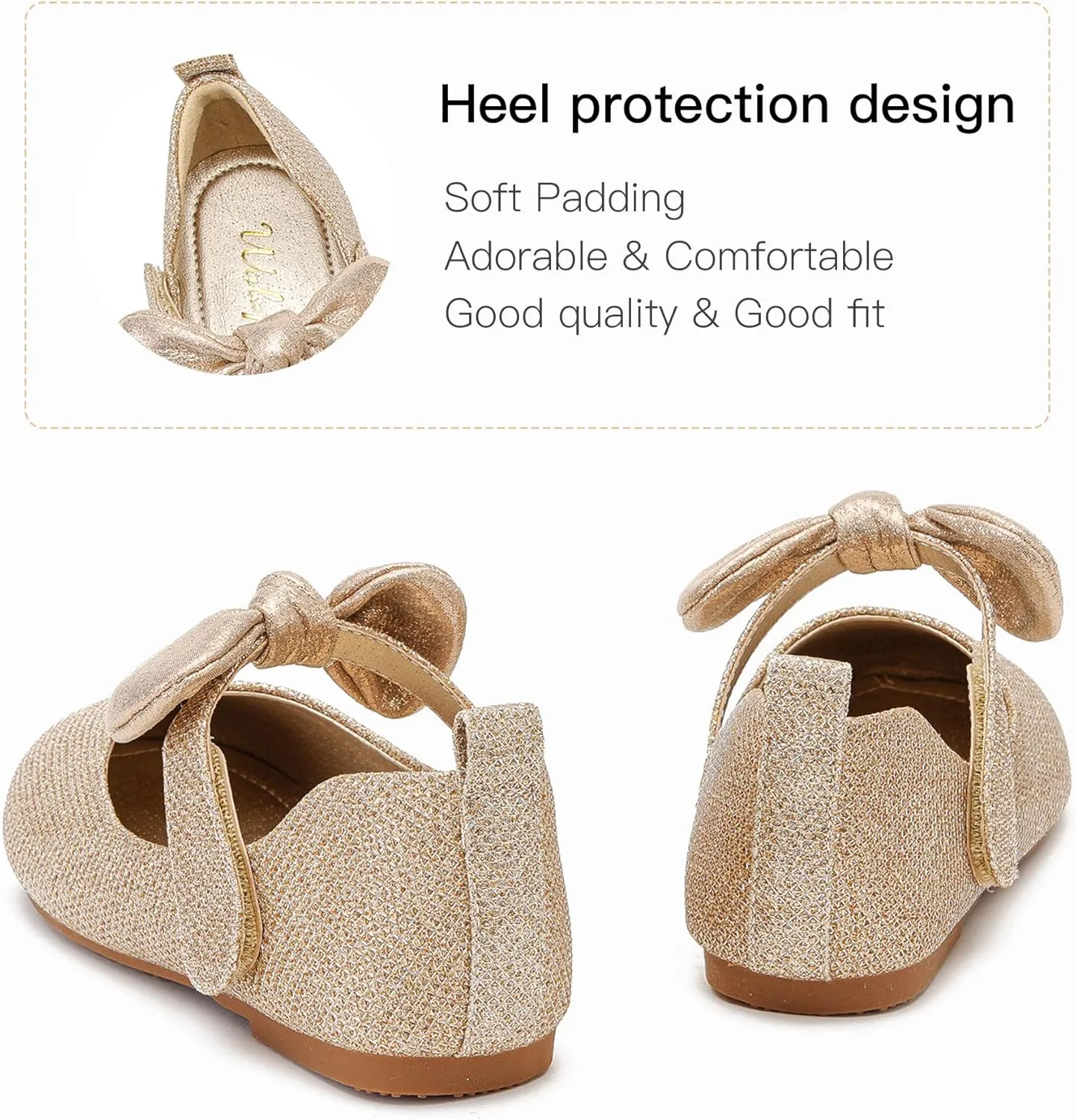 Walofou Flower Girls Wedding Party Princess Shoes Flats for Kid Toddler