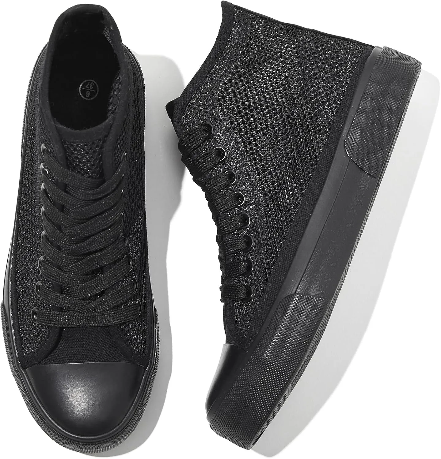 Waluzs High Top Sneakers for Women High Tops White Tennis Shoes Women's Summer Mesh Shoes Fashion Canvas Sneakers