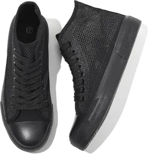 Waluzs High Top Sneakers for Women High Tops White Tennis Shoes Women's Summer Mesh Shoes Fashion Canvas Sneakers