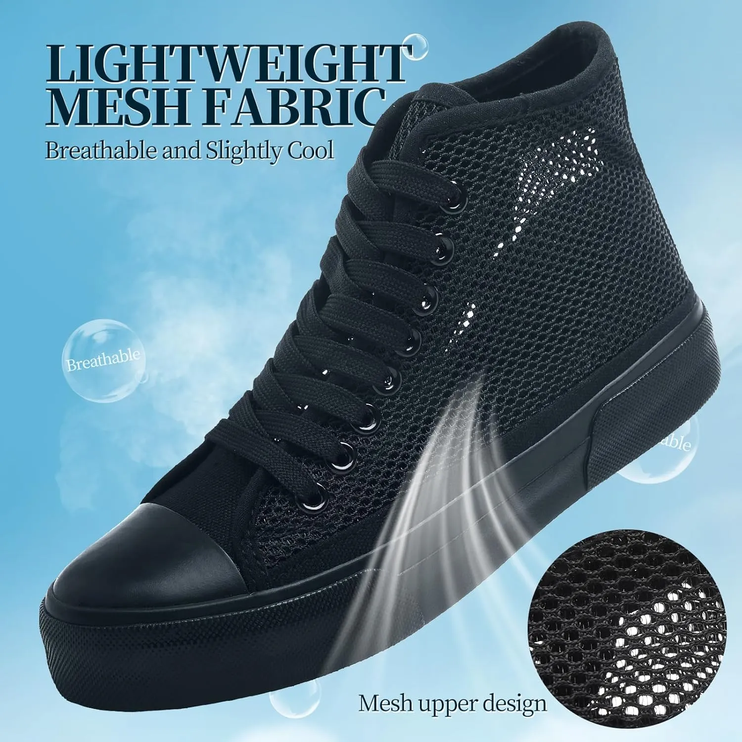 Waluzs High Top Sneakers for Women High Tops White Tennis Shoes Women's Summer Mesh Shoes Fashion Canvas Sneakers