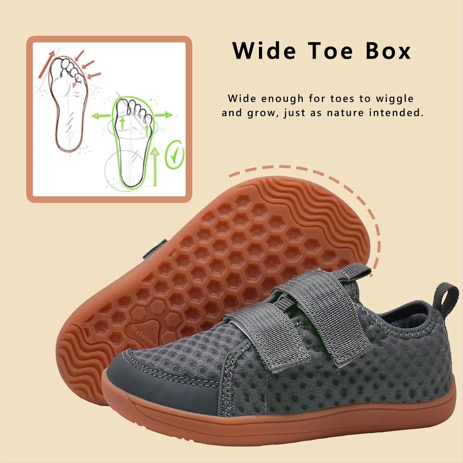 WateLves Wide Toddler Water Shoes Kids Barefoot Beach Swim Aqua Shoes Boys Girls Breathable Mesh Walking Hook and Loop Sneakers