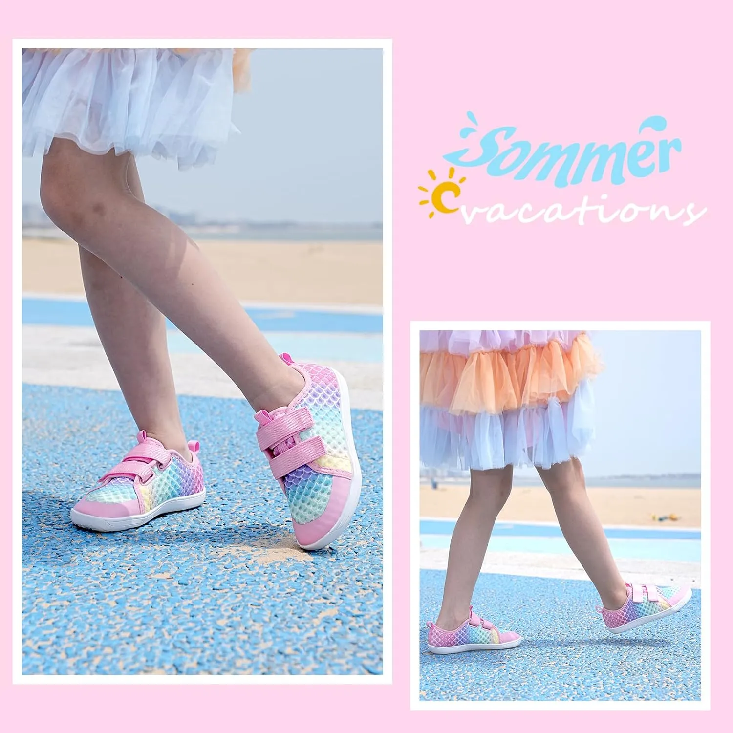 WateLves Wide Toddler Water Shoes Kids Barefoot Beach Swim Aqua Shoes Boys Girls Breathable Mesh Walking Hook and Loop Sneakers