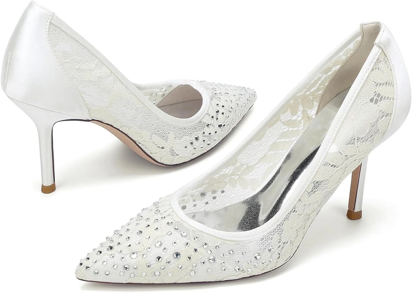 Wedding Bridal Shoes Womens High Heels Back Sexy Stiletto Wedding Pointed Toe Dress Pumps Shoes 8.5Cm