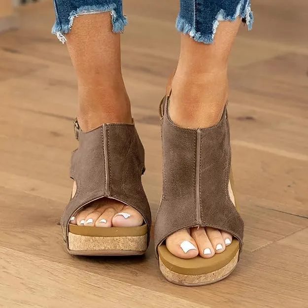 Wedge Sandals for Women 2025,Womens Espadrilles Platform Wedges Comfortable Sandals Open Toe Buckle Ankle Strap Cork Casual & Dressy Summer Shoes