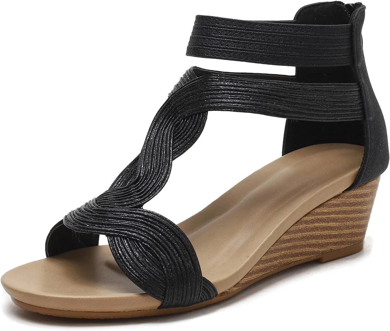 Wedge Sandals for Women Bohemia Open Toe Casual Summer Womens Sandals Roman High Heel Dressy Womens Beach Shoes