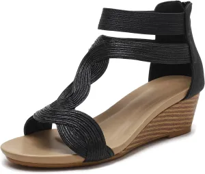Wedge Sandals for Women Bohemia Open Toe Casual Summer Womens Sandals Roman High Heel Dressy Womens Beach Shoes