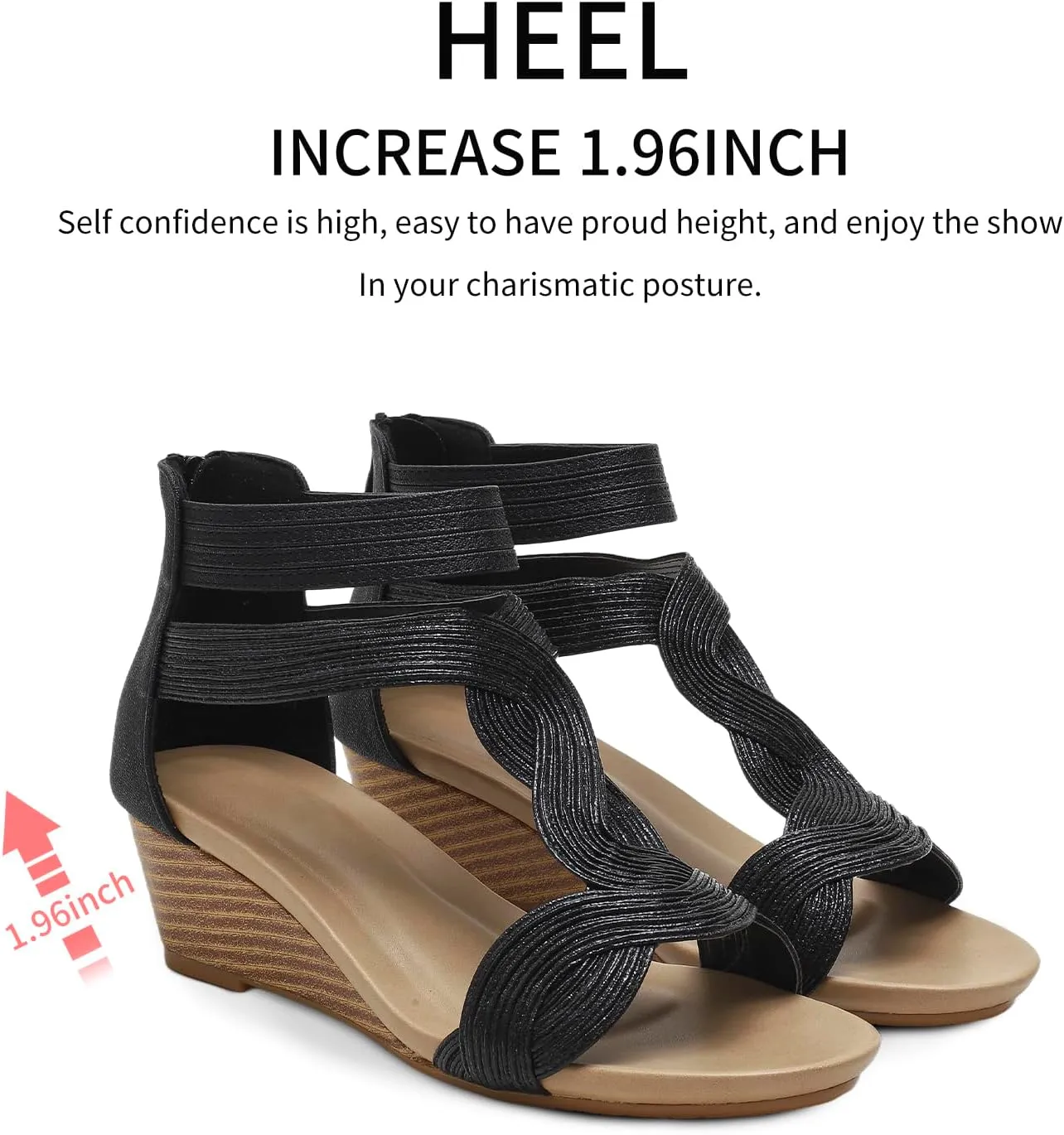 Wedge Sandals for Women Bohemia Open Toe Casual Summer Womens Sandals Roman High Heel Dressy Womens Beach Shoes