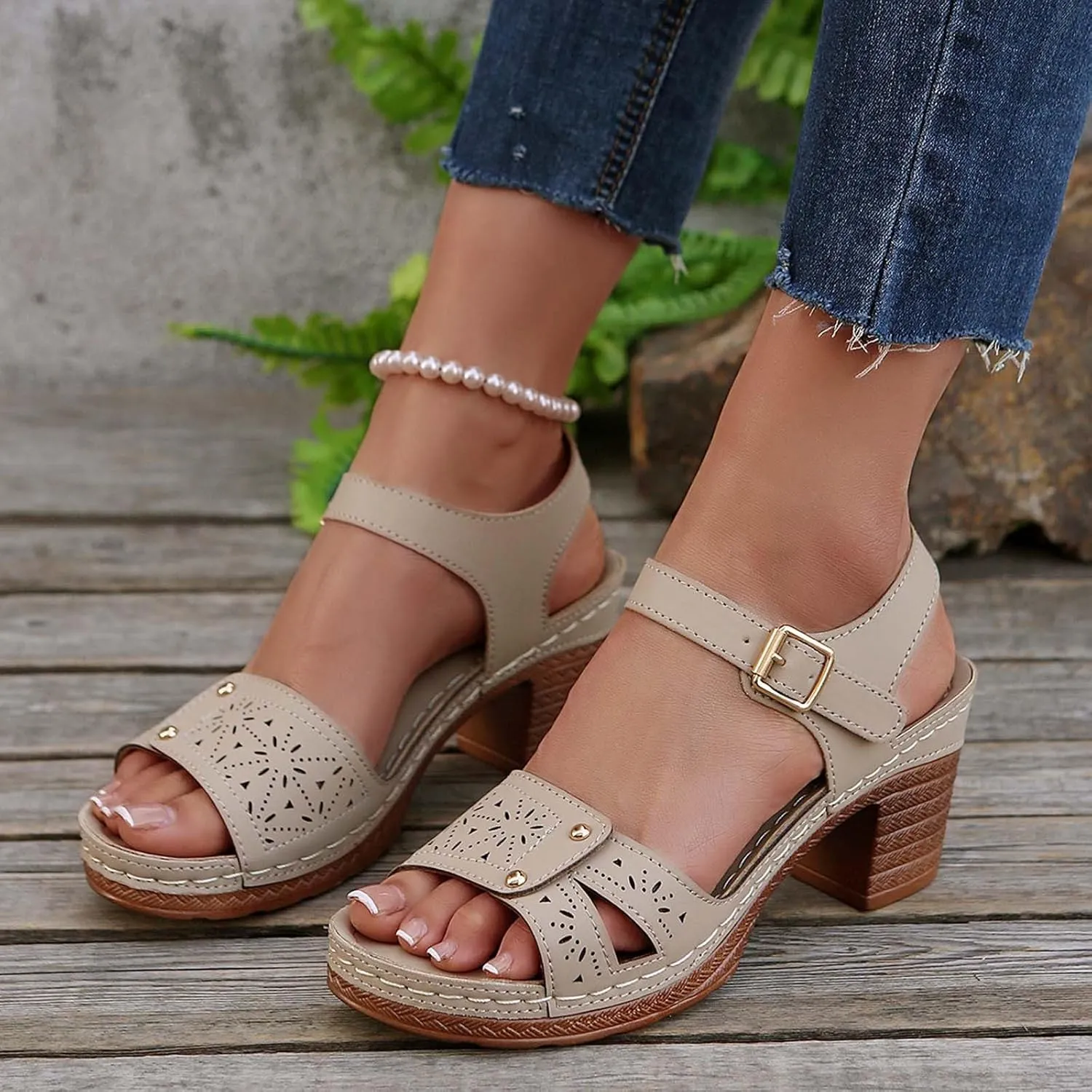 Wedges Heels for Women Dressy Platform Wedge Sandals Heeled Espadrilles Sandals Ladies Comfortable Cork Ankle Strap Summer Dress Shoes for Beach